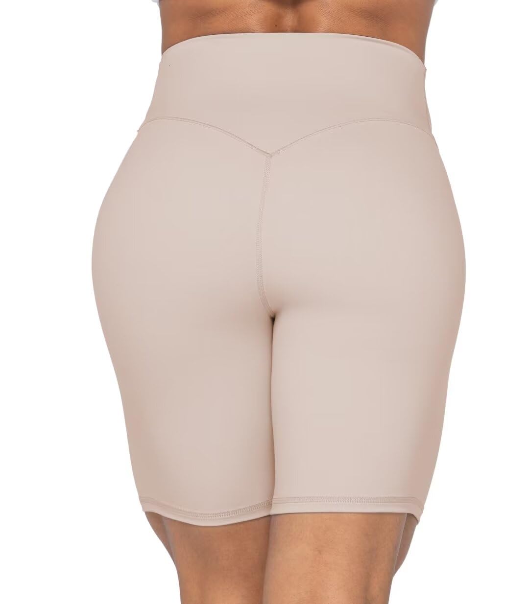 Sunzel No Front Seam High Waist Biker Shorts for Women, Squat Proof Yoga Workout Gym Bike Shorts 8" Inseam Creamy Skin X-Small