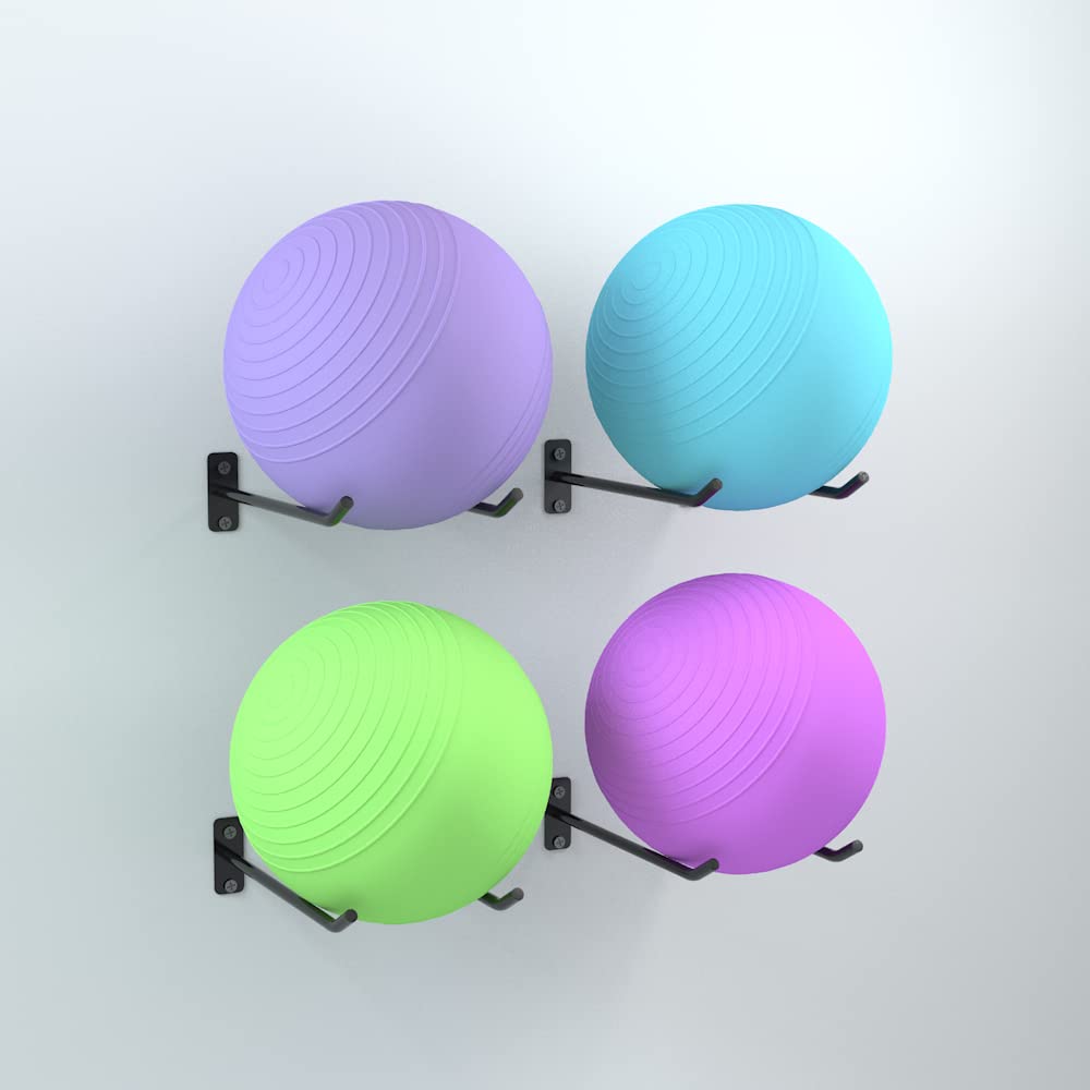 Lhysn Yoga Ball Holder, Wall Rack for Gym Garage Storage Yoga Ball, Suitable for Yoga Ball/Stability Ball/Theraband Ball/Stability Balls for Exercise/Barre Ball/Yoga Block/Basketball/Volleyball