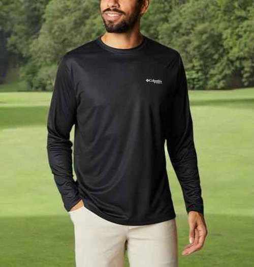 Columbia Men's Standard PHG Terminal Shot LS, Black/Graphite Game Flag, XX-Large