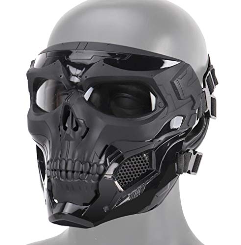 JFFCESTORE Tactical Mask,Protective Full Face Clear Goggle Skull mask Dual Mode Wearing Design Adjustable Strap One Size fits All