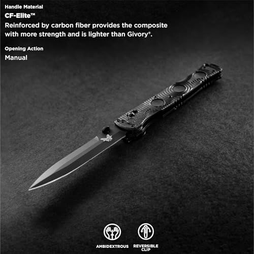 Benchmade - SOCP 391BK Tacticle Knife with Graphite Black CF Elite Handle (391BK)