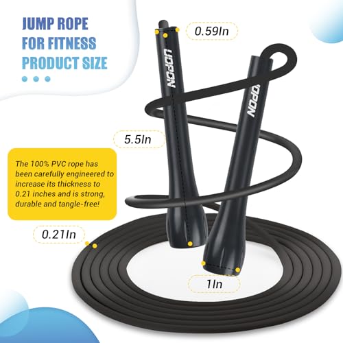 Jump Rope for Fitness, Lightweight PVC Skipping Rope for Men Women Adults Exercise with ABS Handles & Training Poster, Adjustable Tangle-Free Workout Speed Jump Rope for Home, Gym and Outdoor