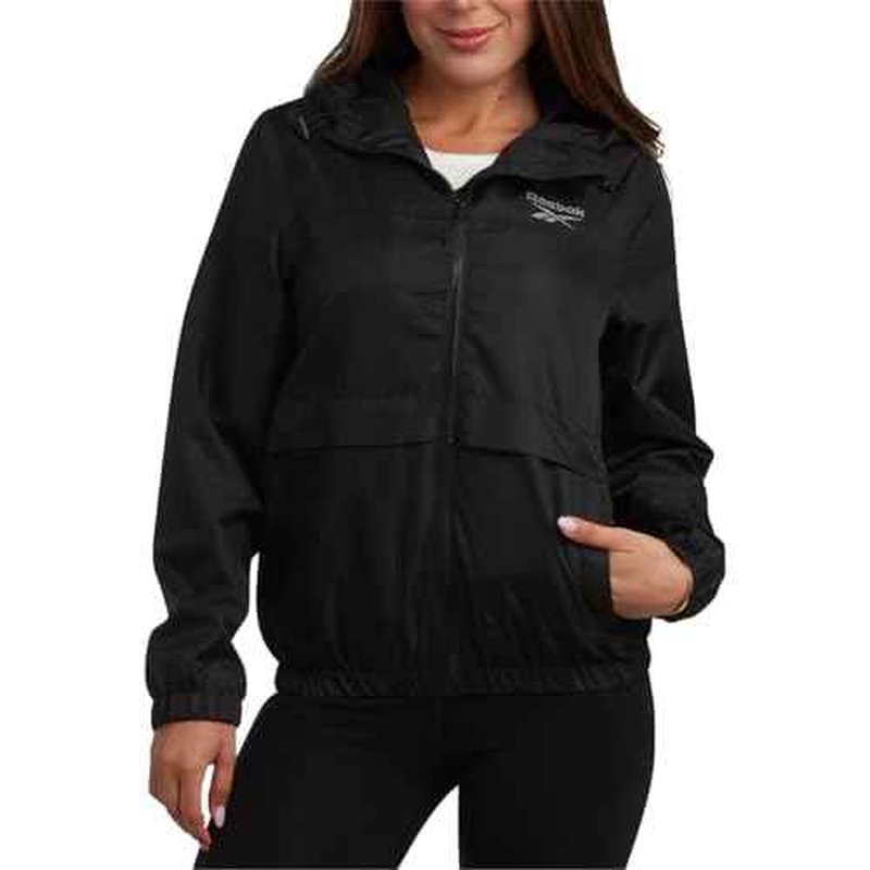 Reebok Womens Windbreaker Jacket - Lightweight Water and Wind Resistant Outdoor Hooded Rain Coat for Running (Sizes: S-XL)
