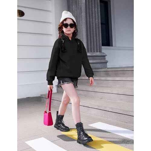 Arshiner Girls Half Zip Sweatshirt Fleece Quarter Zip Pullover Sweatshirts Fall Winter Clothes for Teen Girl Side Pockets