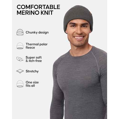 DANISH ENDURANCE Merino Wool Beanie for Men & Women, Warm Knitted Winter Hat