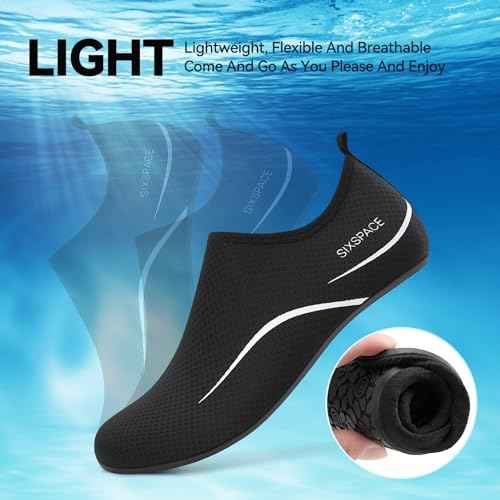 Sixspace Water Shoes for Women Men Aqua Socks Swim Shower Beach Barefoot Pool Quick-Dry Non Slip Lake Surf