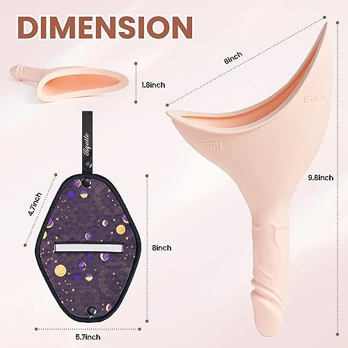 Rquite Female Urinal Pee Cloth Set, Portable Female Urination Device, Reusable Pee Funnel & Rag with Discreet Carry Bag, Silicone She Pee Cup for Womens Stand to Pee Camping Gear Hiking Accessories