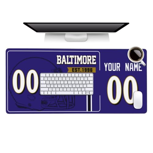 KLOAERSE Customized Personalized Football City Team Gaming Mousepad with Name and Number Mouse Pad s A Gift for Men Women Youth and Fans (Custom Baltimore-01)