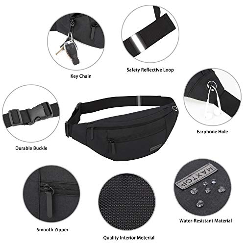 MAXTOP Large Crossbody Fanny Pack Belt Bag for Women Men with 4-Zipper Pockets Gifts for Enjoy Sports Yoga Festival Workout Traveling Running Hands-Free Wallets Waist Pack Phone Bag Fits All Phones