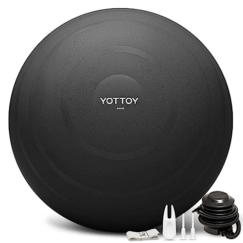 YOTTOY Anti-Burst Exercise Ball for Working Out, Yoga Ball for Pregnancy,Extra Thick Workout Ball for Physical Therapy,Stability Ball for Ball Chair Fitness with Pump (Black)