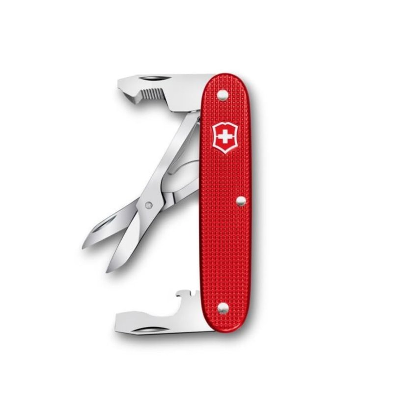 Victorinox Companion Slim Alox Pocket Tool 6 Functions with Scissors, Pack Opener, Screwdriver, Swiss Made - Red