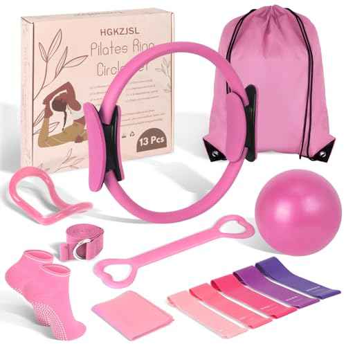 Home Pilates Essentials Kit for Women,Pilates Equipment Set with 9 Inch Yoga Ball,Figure 8 Resistance Band,Pilates Bands & Accessories,Pilates Ring and Ball Set for Beginners Home Workouts