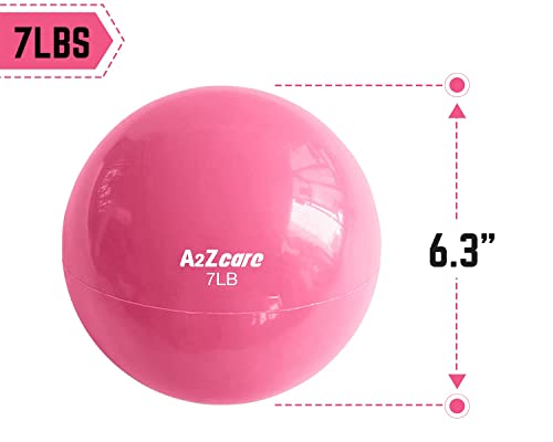 A2ZCARE Toning Ball - Weighted Toning Exercise Ball - Soft Weighted Medicine Ball for Pilates, Yoga, Physical Therapy and Fitness (Pink (7lbs))