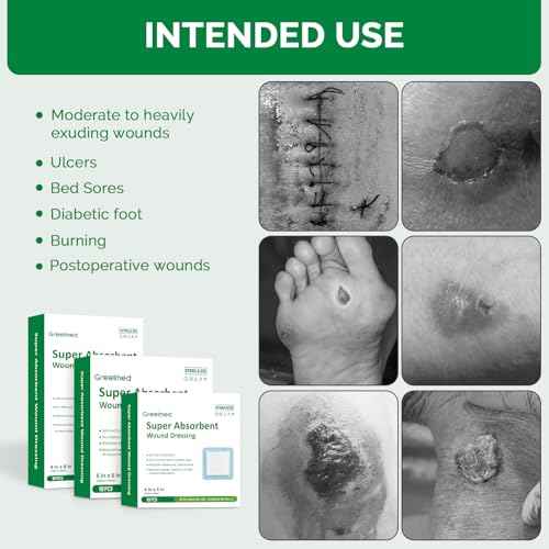 Super Absorbent Wound Dressing Pads Size 6"x 6" 10 Individual Pack Soft Highly Absorbent Dressing Non Stick Gauze Pads for Heavily Exuding Wound Care Reduce Leakage and Skin Maceration
