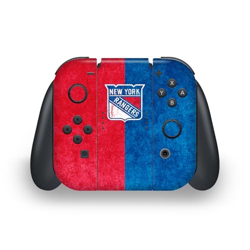 Head Case Designs Officially Licensed NHL Half Distressed New York Rangers Vinyl Sticker Gaming Skin Decal Cover Compatible with Nintendo Switch OLED Bundle