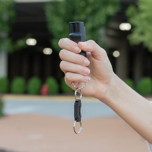 SABRE Pepper Spray, Maximum Police Strength OC Spray, Quick Release Keychain for Easy Carry and Fast Access, Finger Grip for More Accurate and Faster Aim, 0.54 fl oz, Secure and Easy to Use Safety