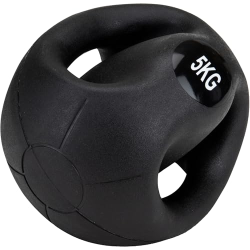 Mind Reader Medicine Ball with Handles, Strength Training, Home Fitness Core Workout, Rubber, Black, 3KG/6.6LB