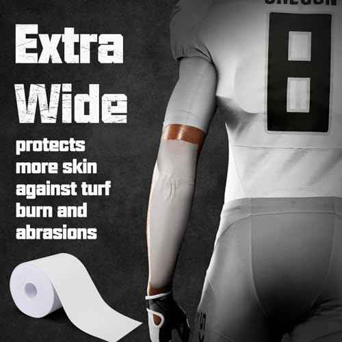 White Extra Wide Football Turf Tape Protects Skin from Turf Burns, 1 Roll 4 Inch x 10 Yards, Ultra Sticky, Breathable & Hypoallergenic Athletic Turf Tape for All Levels of Football Athletes