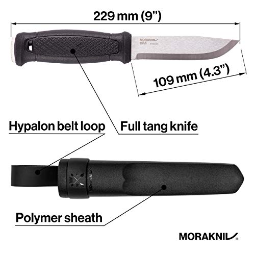 Morakniv Garberg Sandvik Stainless Steel Full-Tang Fixed-Blade Survival Knife With Sheath, 4.3 Inch