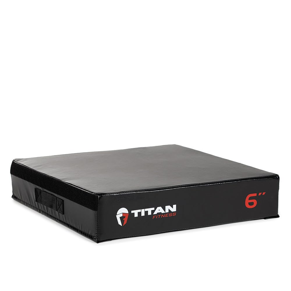 Titan Fitness 6" Stackable Soft Foam Plyometric Box, High Density EPE Foam Core Plyo Box, Step Up Exercise Platform, Box Squat, Step-Up, Box Jumps for Home Garage Gym Training