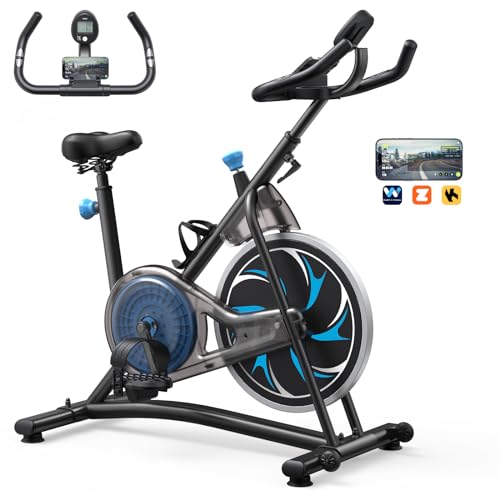 Exercise Bike Indoor Cycling Bike: Fitness Stationary Bike Machine for Home Cardio Gym - 300lbs Weight Capacity, Monitor with Pulse, Phone & Bottle holder & Upgraded Version Seat