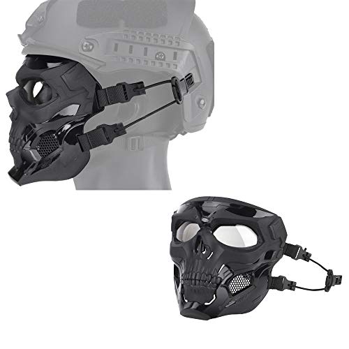 JFFCESTORE Tactical Mask,Protective Full Face Clear Goggle Skull mask Dual Mode Wearing Design Adjustable Strap One Size fits All