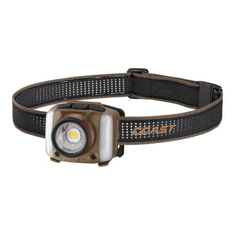 Coast FL97R Voice-Controlled 1200 Lumen Rechargeable LED Headlamp with Pure Beam¢ç Spot & Flood, ARC Lighting, Red & Green Color Modes, Glide Focus¢â Radial Arm Dial and USB-C Charge Port, Desert
