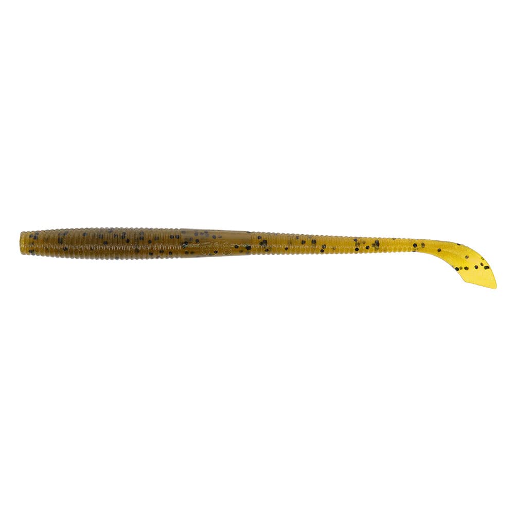 GARY YAMAMOTO 5' Kut Tail Worm - Realistic Easy-to-Use Soft Plastic Fishing Lure Baits - 10 Pack, Green Pumpkin Pepper