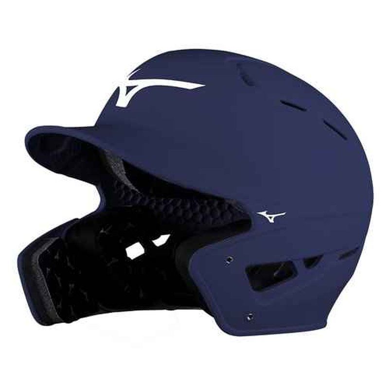 Bundle of Mizuno B6 Adult Baseball Batting Helmet, Navy, Large/X-Large + Mizuno Batters Face Protector, Navy, Left Hand Batter