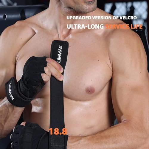 Workout Gloves for Men and Women Gym Weight Lifting Padded Gloves with Wrist Wrap Support, Full Palm Protection & Silicone Grip Gym Gloves,Cross Training, Fitness