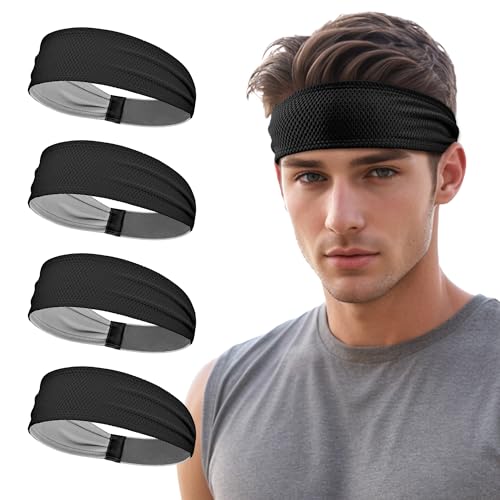Sukeen Sports Headbands for Men, Moisture Wicking Sweat Bands Headbands Non-Slip, Breathable Elastic Sweatband, Running Headband for Yoga, Tennis, Fitness Workout