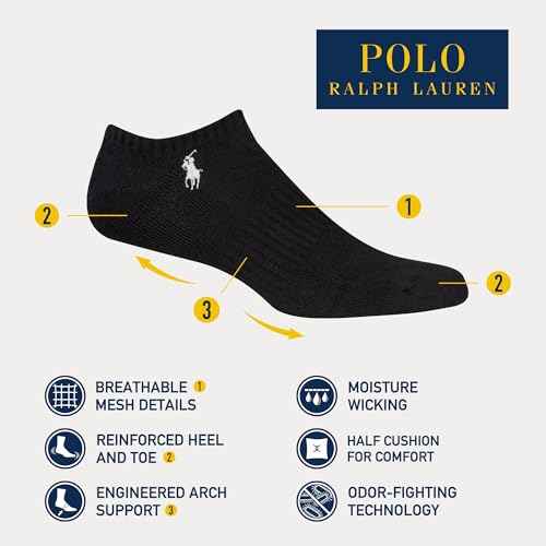 POLO RALPH LAUREN Men's Athletic Performance Low Cut Cotton Socks (6-Pair)
