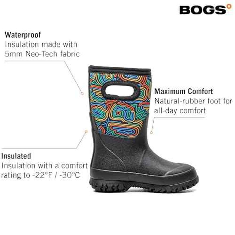 BOGS Grasp Kids Waterproof Rain Boots ? Insulated for Winter, Snow & Mud with Easy Pull-On Handles for Toddlers, Boys & Girls, All-Weather Protection
