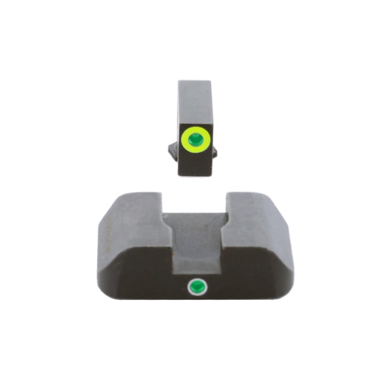 AMERIGLO i-Dot Front & Rear Simple Design Quick and Easy to Align Night Sight Set - Compatible with Glock Model Gen 5 9mm/.40, Green Tritium, LumiGreen Outline