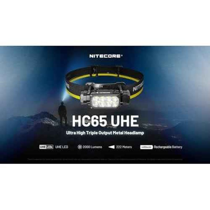 Nitecore HC65 UHE 2000 Lumen Heavy Duty Metal Headlamp, USB-C Rechargeable with White, Red, and Reading Lights Sticker for Camping, Hiking, Hunting, and Industrial Works