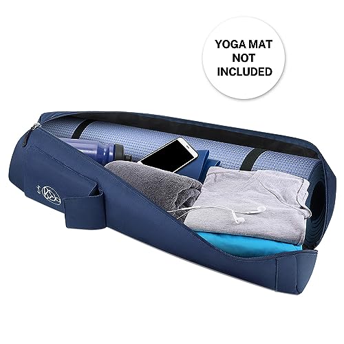 Gonex Yoga Mat Bag, Yoga Mat Carrier Full-Zip Exercise Yoga Mat Carry Bag for Women Men with 2 Multi-Functional storage Cargo Pockets Extra Wide Adjustable Shoulder Strap, Peacock Dark Blue