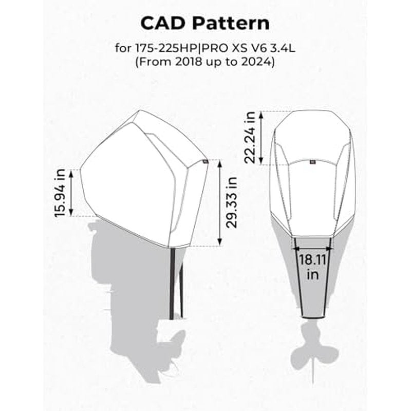 KEMIMOTO Outboard Motor Cover 600D Heavy Duty Waterproof for Mercury Outboard Engine Cover Compatible with Mercury 250HP,300HP,200-300 PRO XS - 4STR V8 4.6L 2017-2023