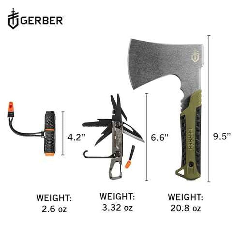 Gerber Gear Camp Setup Kit - Includes Pack Hatchet, Fire Starter & Stake-Out Camping Multitool - Premium Camping Equipment