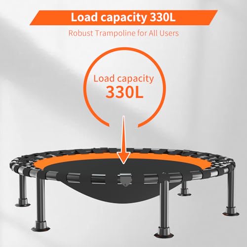 40"/48" Foldable Mini Trampoline Load 450lbs,Portable Exercise Rebounder Trampoline with Adjustable Foam Handle,Fitness Trampoline for Adults and Kids (40 inch with handrail)