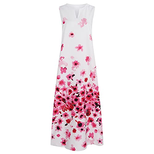 Prime of Day Deals Today 2024 My Orders Summer Dresses for Women 2024 Vacation Trendy Dresses Floral Printed V-Neck Long Dresses Loose Fit Casual Dresses Watermelon Red,M