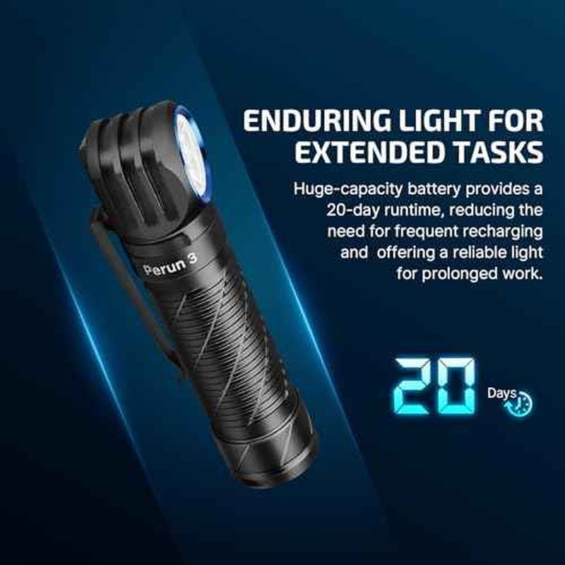 OLIGHT Perun 3 Rechargeable Headlamp Flashlight, 3000 Lumens LED Headlight with Red Light, Waterproof Head Lamp with Headband for Outdoor Camping, Hiking, Working(Black)