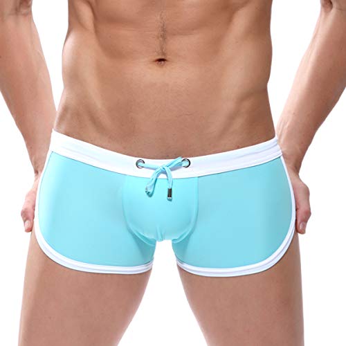 CaveHero Quick Dry Mens Swim Trunks Nylon Beach Swim Briefs with Inter-Lining (White, Large)