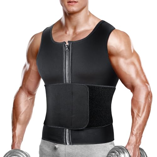 A+ Choice Sauna Vest Waist Trainer for Men - Mens Sauna Suit Large Sweat Belt Body Shaper for Gym Workout Exercise Faja Para Hombre Size Large