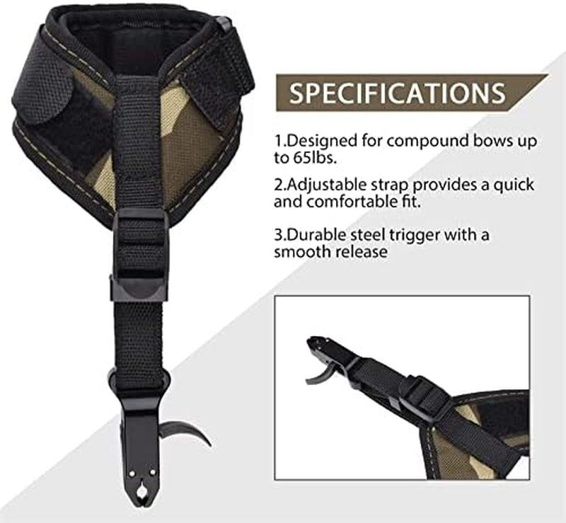Adjustable Archery Compound Bow Release Aid - Foldback Design, Black Wrist Strap Trigger Caliper for Right/Left Hand