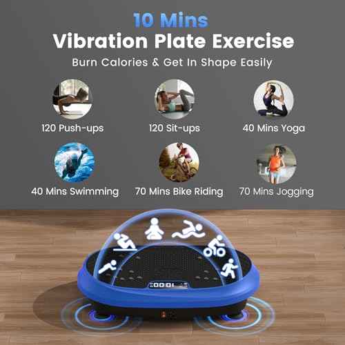 Vibration Plate Exercise Machine, Vibrating Fitness Platform for Lymphatic Drainage, Full Body Shaker Workout Equipment, Bluetooth Music Shaping Vibrate Plate, Board Sport for Home Exercise Gym, Blue