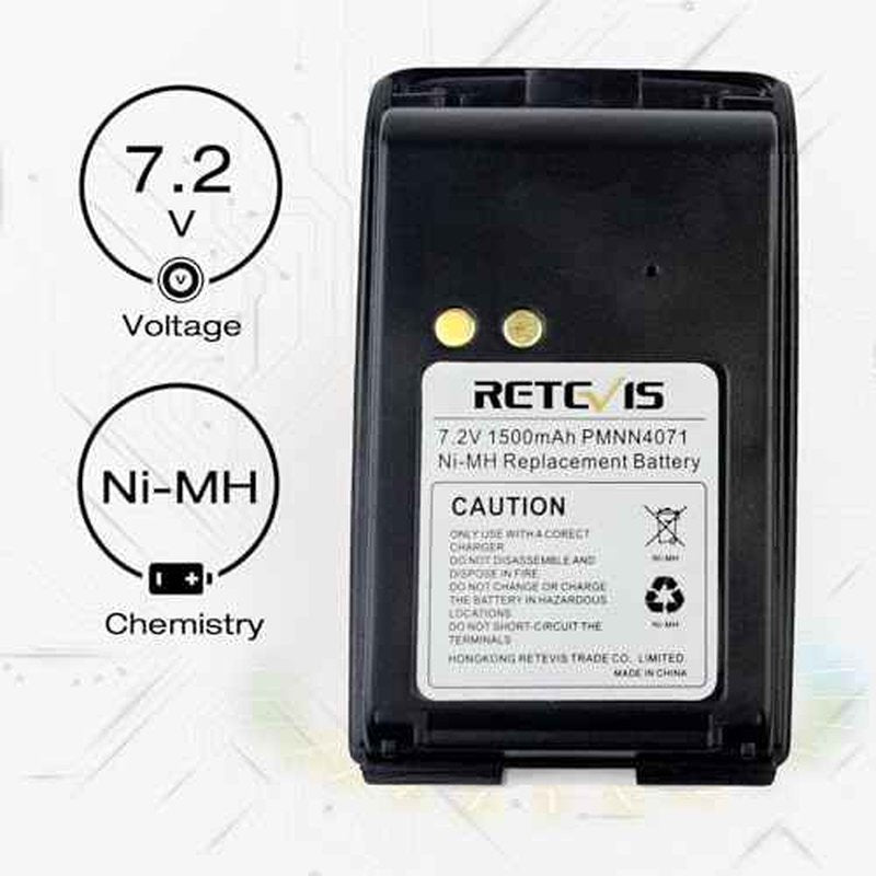 Retevis 7.2V Ni-MH Rechargeable Battery, Compatible with Motorola Radios Mag One BPR40 A8 PMNN4071AR PMNN4071A PMNN4071 2 Way Radio, 1500mAh Walkie Talkies Battery with Belt Clip(5-Pack)