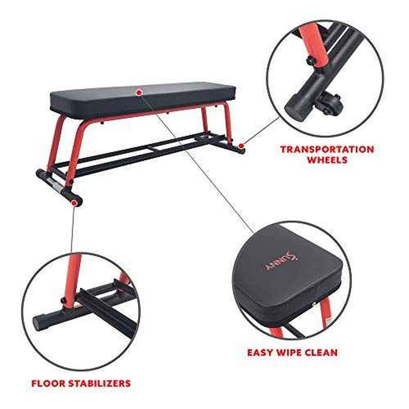 Sunny Health & Fitness Weight Bench for Heavy Duty Workouts, Exercise, Strength Training, Lifting and Home Gyms