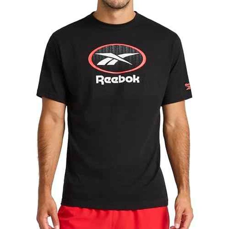 Reebok Mens Vertigo Crewneck T-Shirt, Standard Fit, Lightweight Cotton-Poly Jersey Fabric