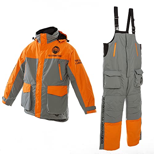 Nordic Legend Aurora Series Ice Fishing Suit with Floatation, Insulated Waterproof Bibs and Jacket for Ice Fishing (Size: Small)