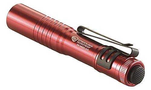 Streamlight 66323 MicroStream 45-Lumen EDC Ultra-Compact Flashlight with AAA Alkaline Battery, Clear Retail Packaging, Red